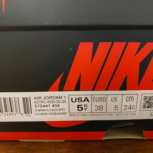 Air Jordan 1 High OG GS Dark Marina Blue Black 575441-404 5.5Y Women's Size 7 - Picture 7 of 7